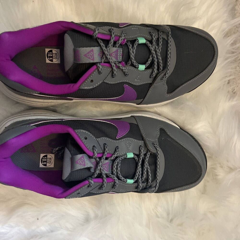 Nike Men's ACG Lowcate Trail Hiking Shoes Smoke Grey Purple Green Size 10.5 NEW - Picture 9 of 16
